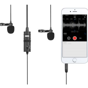 Micrófono de solapa inalámbrico, doble omnidireccional, Plug-and-Play,  compatible con iOS y Android, ideal para vlogging, transmisión en vivo
