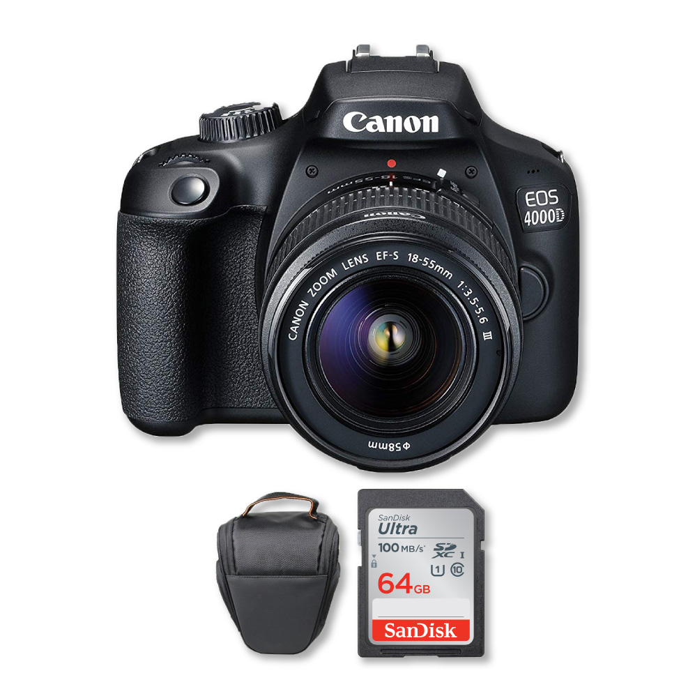 Canon 4000D con 18-55mm + Memoria 64Gb de 100Mb/s Bolso Importaciones