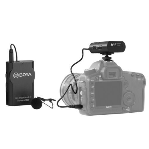 BOYA Micrófono Lavalier inalámbrico para PC con cámara, micrófono de  escopeta en cámara con soporte de choque, micrófono inalámbrico de solapa  de 2.4