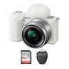 Sony ZV-E10 4K Blanca Cámara Mirrorless Lente 16-50mm f/3.5-5.6 + Memoria 64Gb de 100Mb/s + Bolso