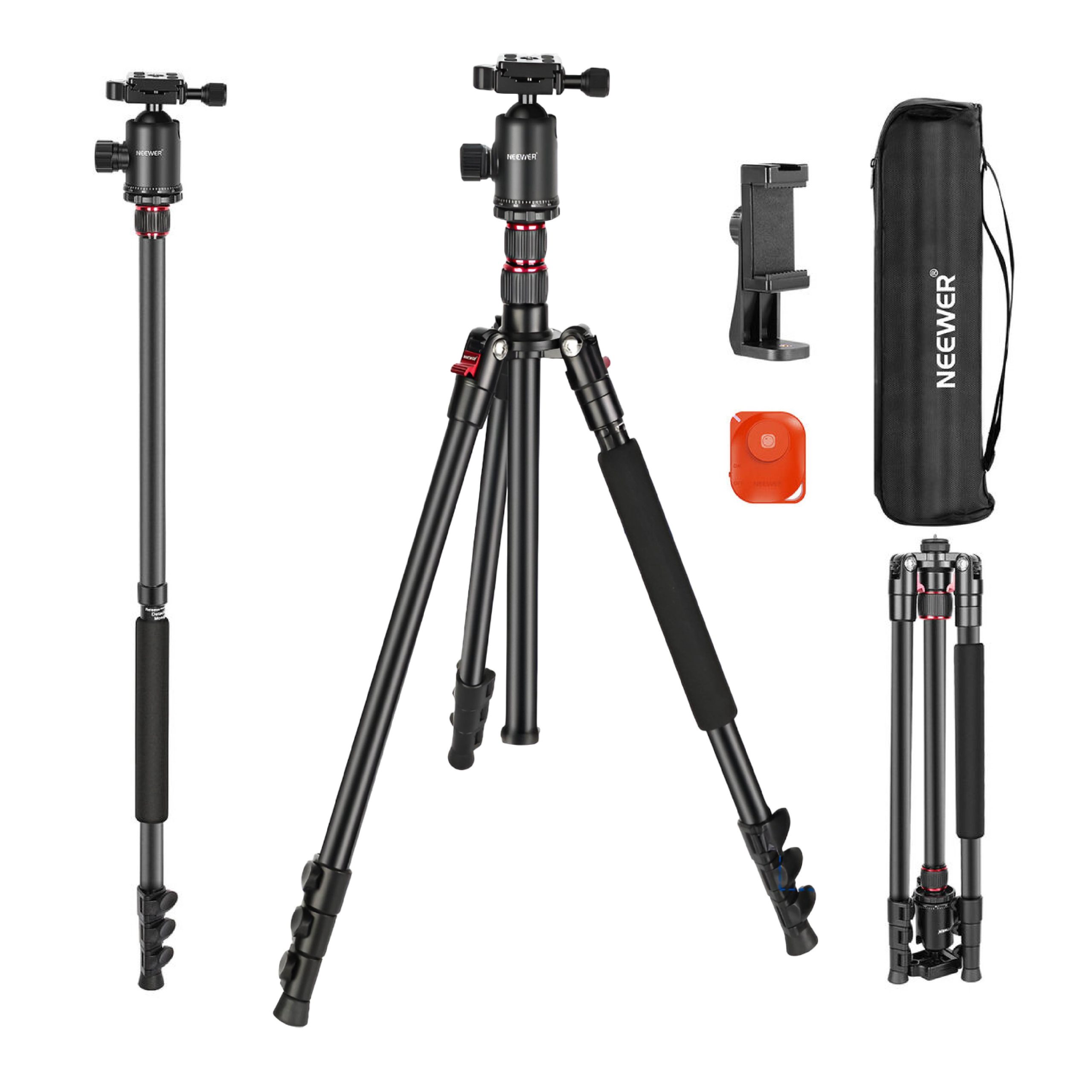 Trípode Neewer TP77 y Monopod de Aluminio + Rótula, Soporte para Teléfono y Control Remoto