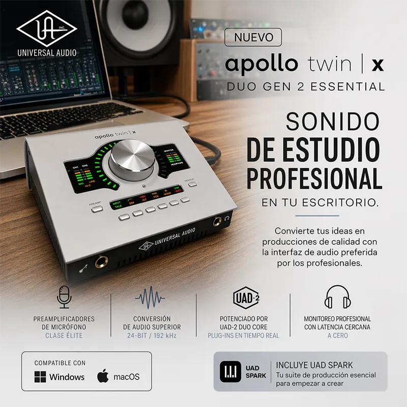 Tarjeta de sonido Universal Audio Apollo Twin X Duo Gen 2 Essential Thunderbolt
