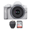 Cámara Canon EOS R50 Mirrorless Blanca con lente 18-45mm + Memoria 64Gb de 100Mb/s + Bolso
